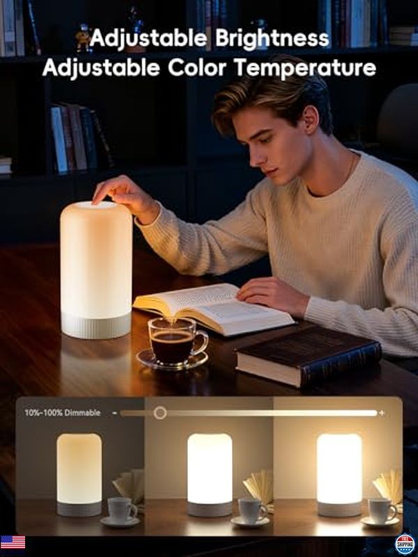 RGBICWW Touch-Controlled Smart Table Lamp - LED Bedside Light, App & Music Sync