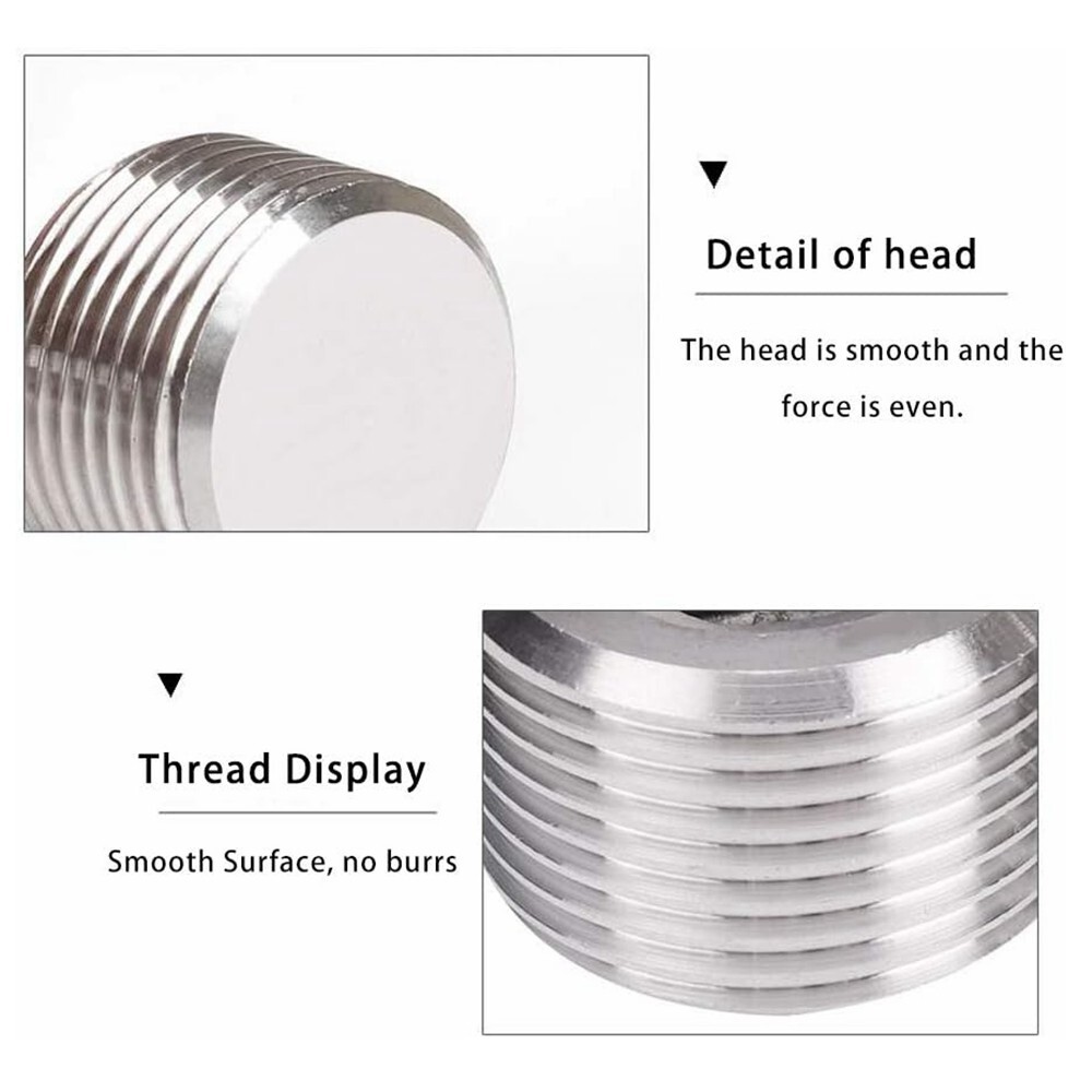 2x 1/2" NPT Pipe Plug Male Thread Stainless Steel Fitting Countersunk Hex C445