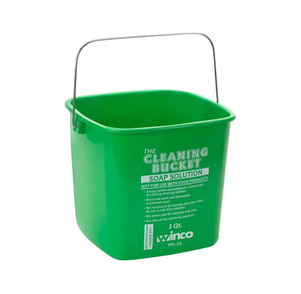 Winco PPL-3G 3 Qt Green Polypropylene Soap Solution Cleaning Bucket