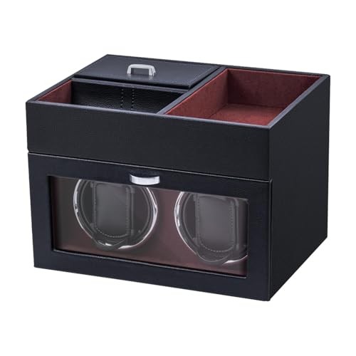 Automatic Double Watch Winder with Storage Box, Watch Winders for 2 Gray