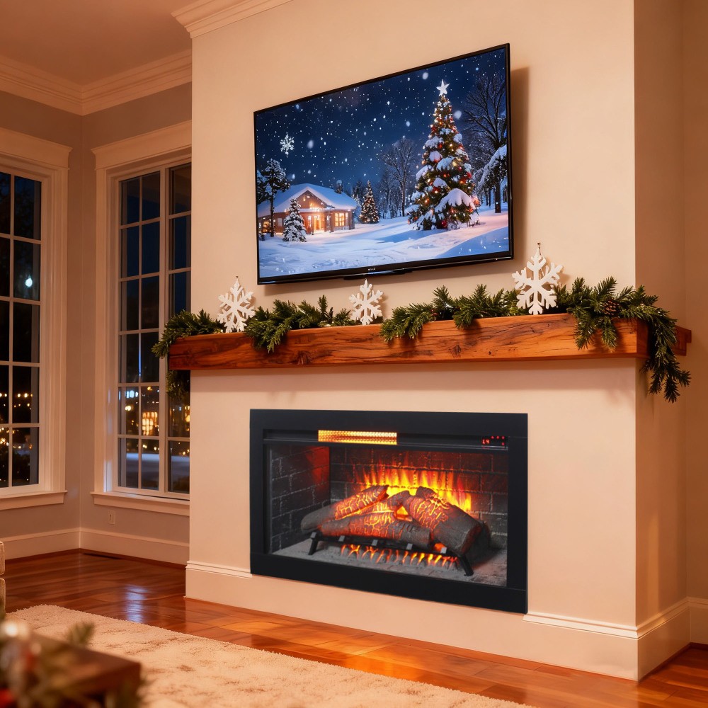 36" Infrared Electric Fireplace Insert w/ Touch Panel & Remote