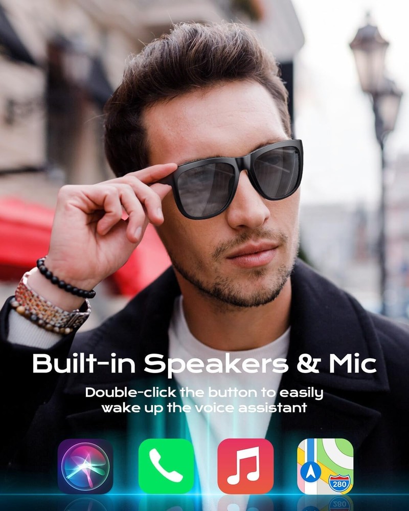 Smart Bluetooth Glasses with Speakers and Mic
