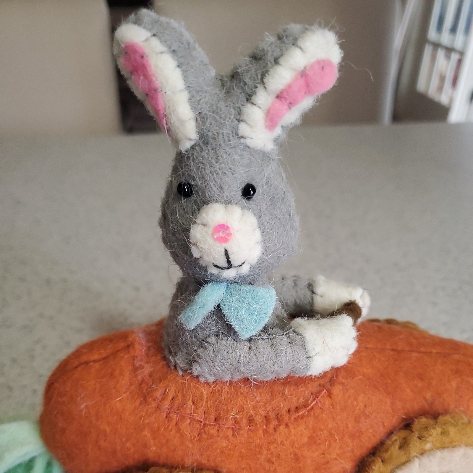 Felt Easter Bunny In A Carrot Car Spring Decor