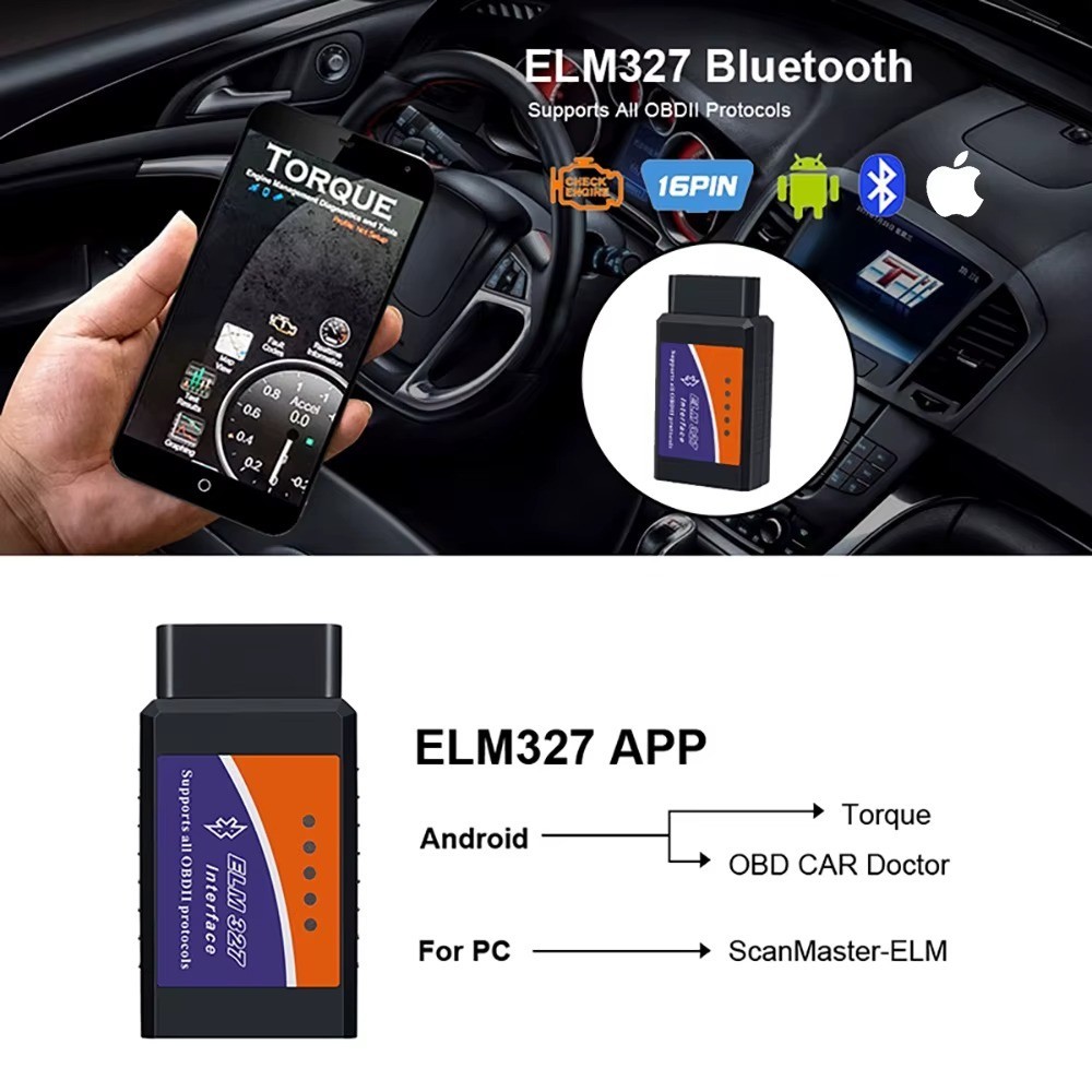 ELM327 V2.1 OBD2 Scanner Bluetooth Car Diagnostic Tool For Android /IOS Code Rea