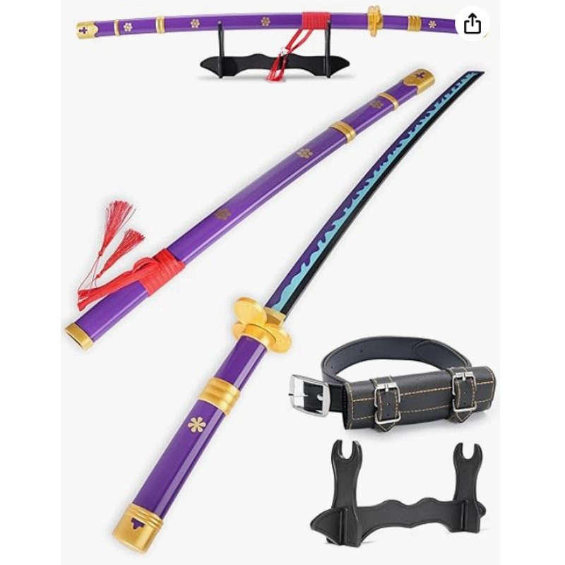 One Piece Yama Enma Sword 41" Toy Katana Replica w Holster Belt & Display Stand