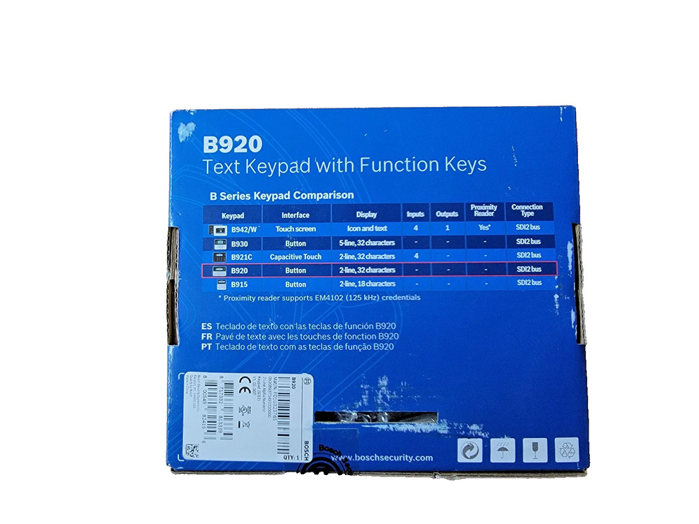 Bosch B920 Alpha Numeric Keypad LCD Display 2 Line, 19 Keys, SD12