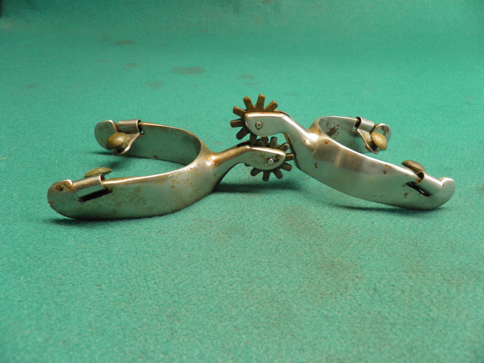 NICE VINTAGE PAIR OF STAINLESS STEEL WESTERN COWBOY SPURS