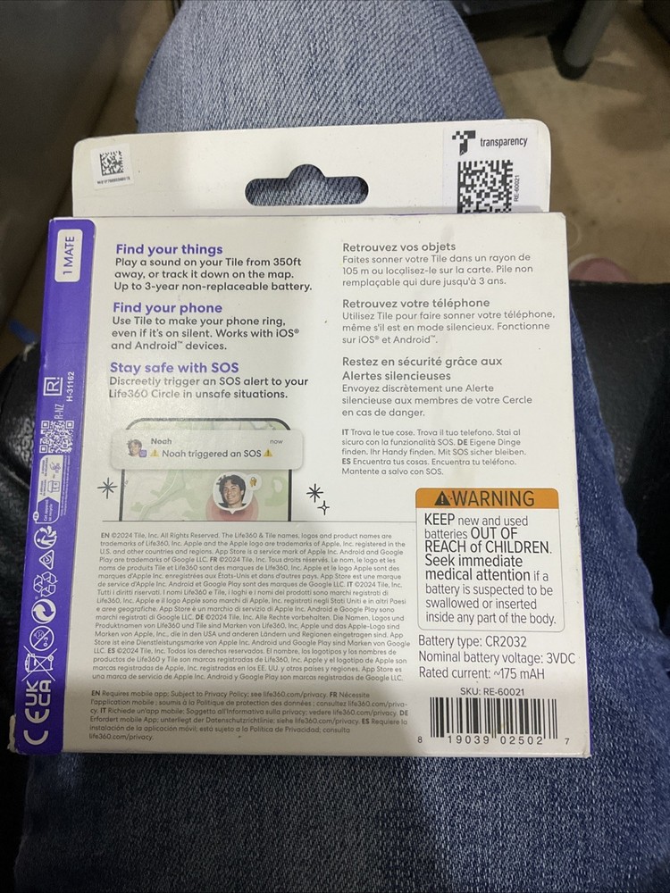 Tile RE-60021 Life360 Tile Mate 1 Pack Tracker