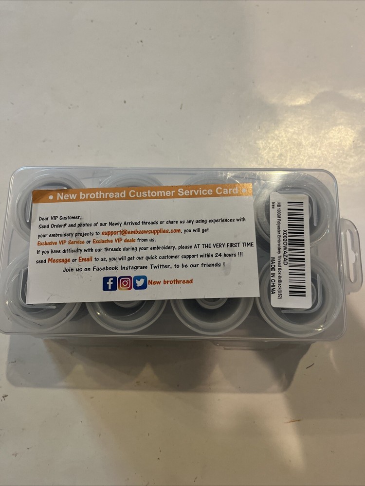 Black Polyester Embroidery Machine Thread 1000M with Clear Storage Box