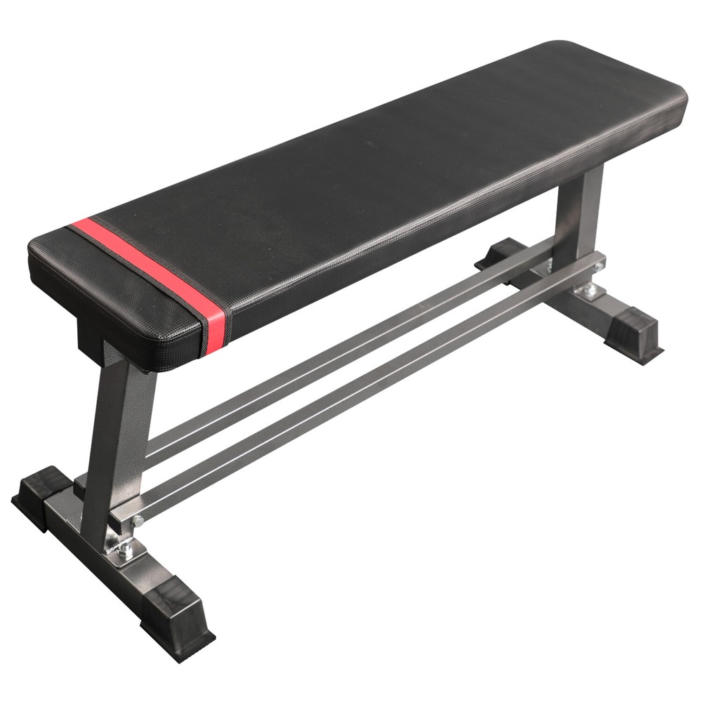 Pro Flat Weight Bench Built-in Dumbbell Rack Workout Bench Strength Training