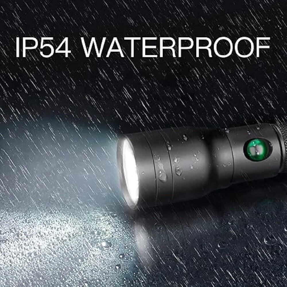 600 Lumen LED Flashlight USB C Rechargeable, IP65 Waterproof Handheld Flashlight