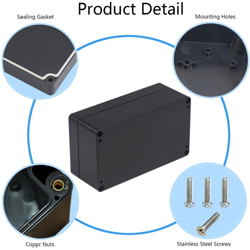 IP65 Waterproof Junction Box ABS Plastic Black Electrical Project Case 6.22X3.54