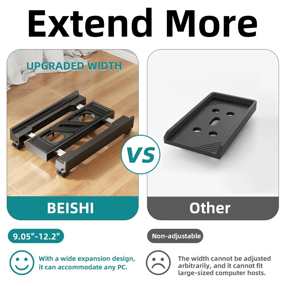 CABTE Adjustable Computer Tower Stand, Mobile CPU Stand with 4 Standard model