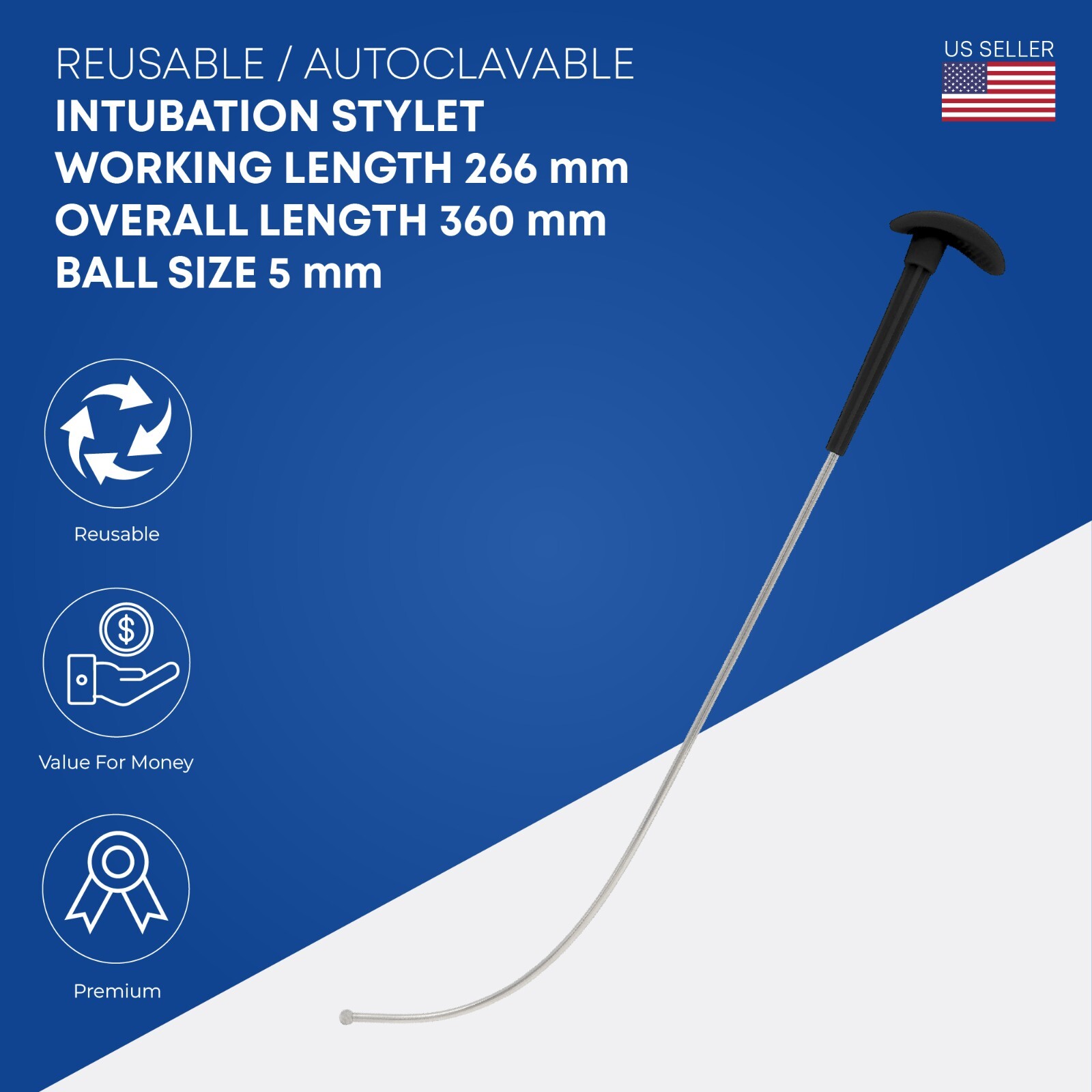 Reusable Intubation Stylet - 12.5" (31.7cm) Anesthesia Instruments