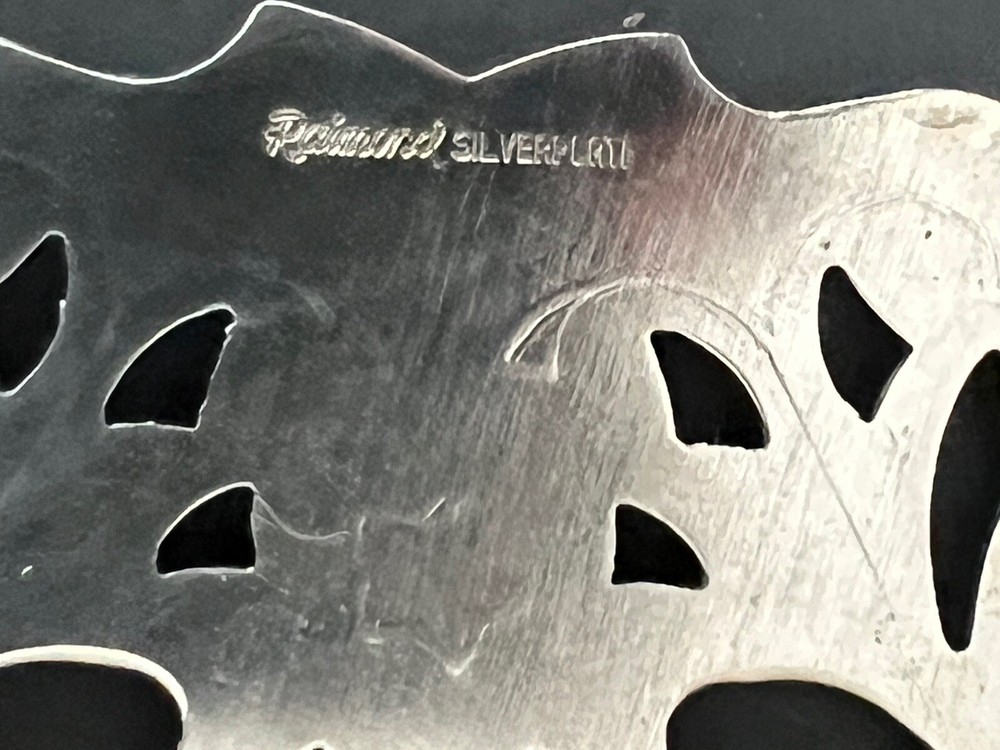 Raimond Italy Silverplate Footed Trivet Hot Plate Cut Pattern 7.5" Vintage