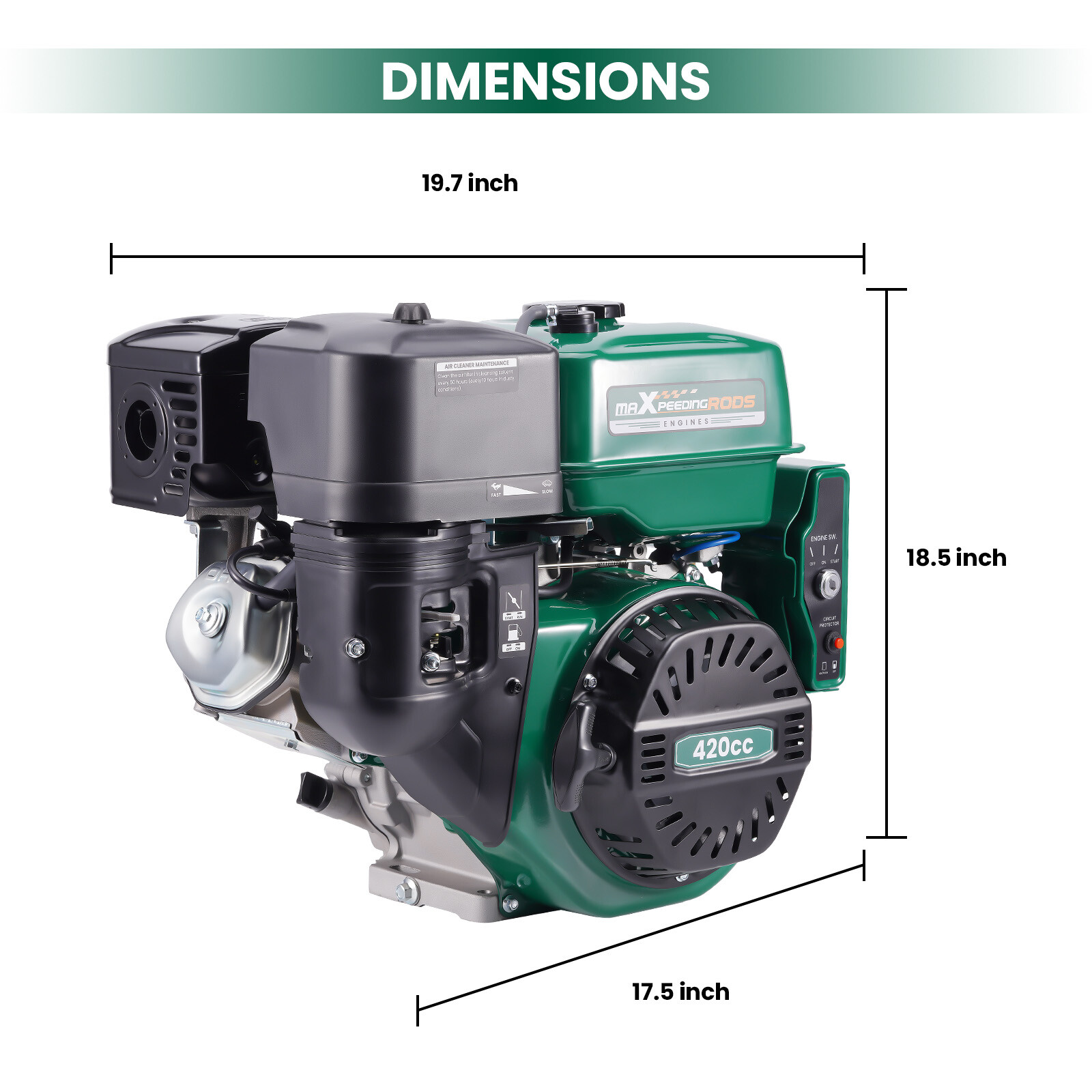 15HP 420cc Gasoline Electric Start Engine Motor Horizontal 4 Stroke Rototiller