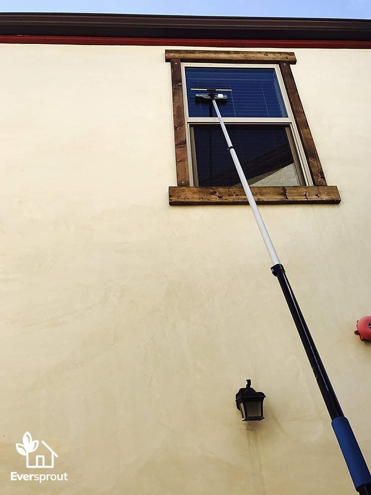 Extendable Window Scrubber & Squeegee Kit, 13ft , 7 Angles, Reusable Microfiber