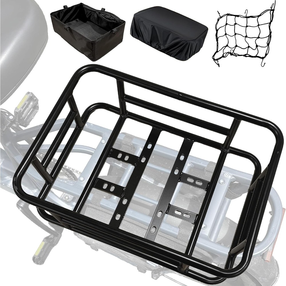 Rear Cargo Rack E-Bikes – Universal Bicycle Rack W/ Cargo Net Rain Cover