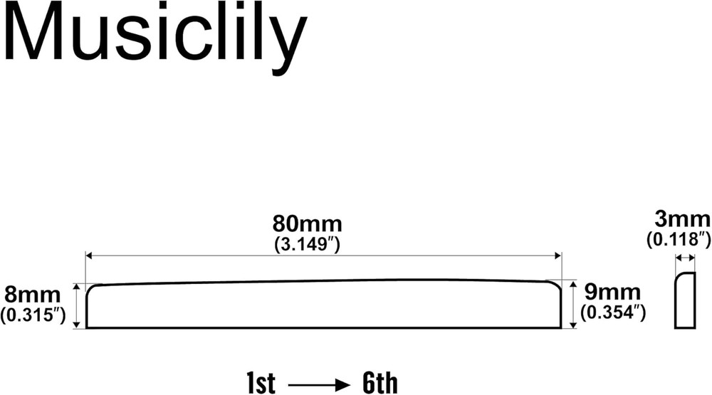 Basic 6 String Classical Guitar Bone Saddle, DJ-02 80X3X9/8Mm (Set of 2)