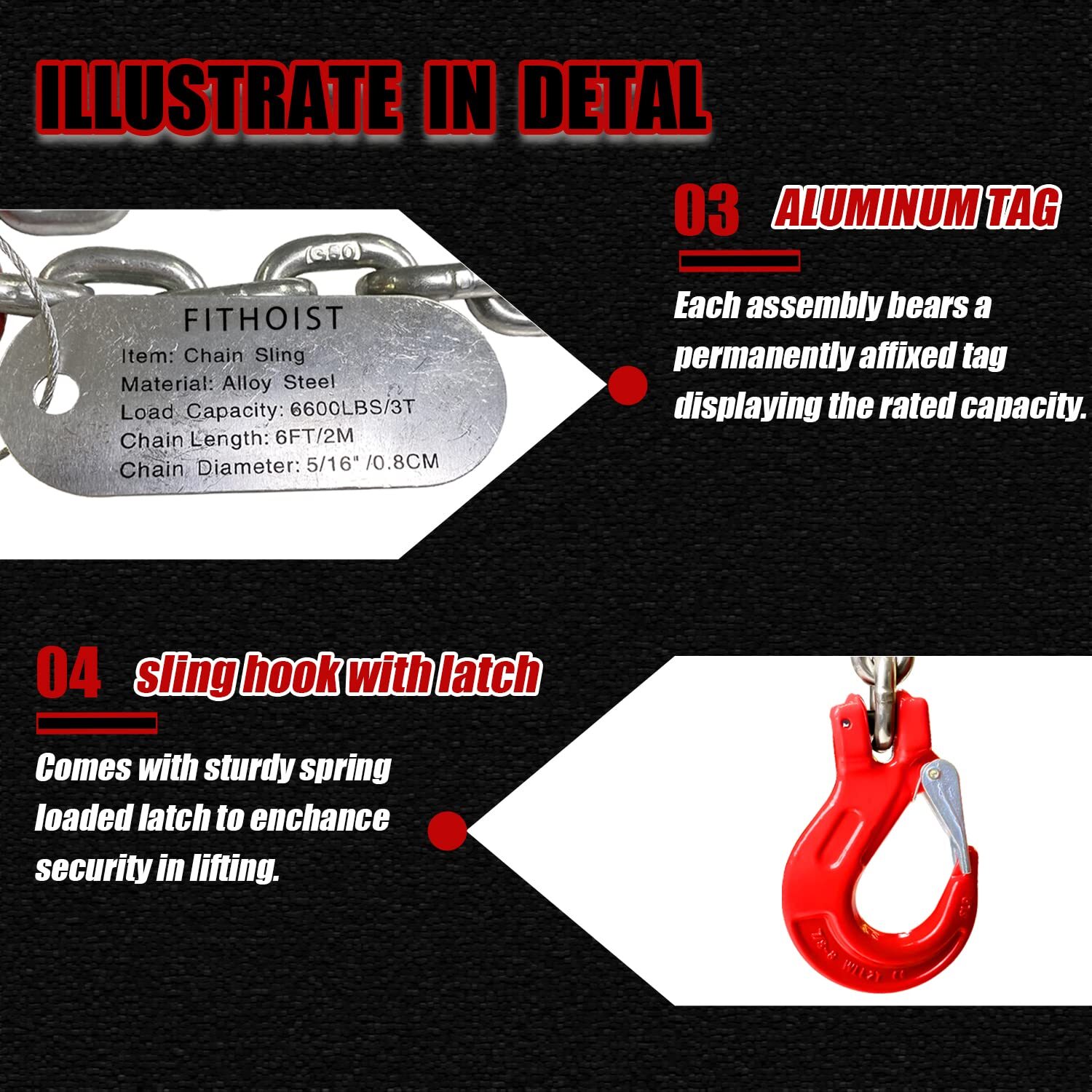 Chain Sling Double Leg with Grab Hooks, for Lifting 3 Ton Capacity G80 Mn-Steel