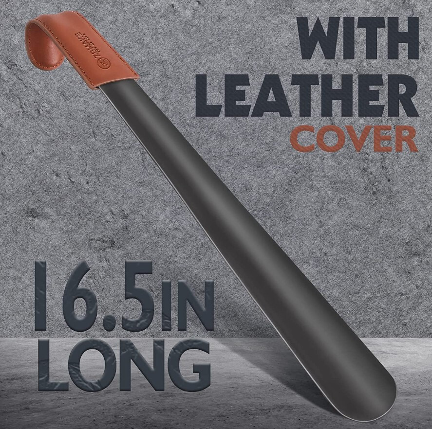 Extra Long Shoe Horn Long Handle Metal Long Shoehorn for Boots Men Women 16.5"