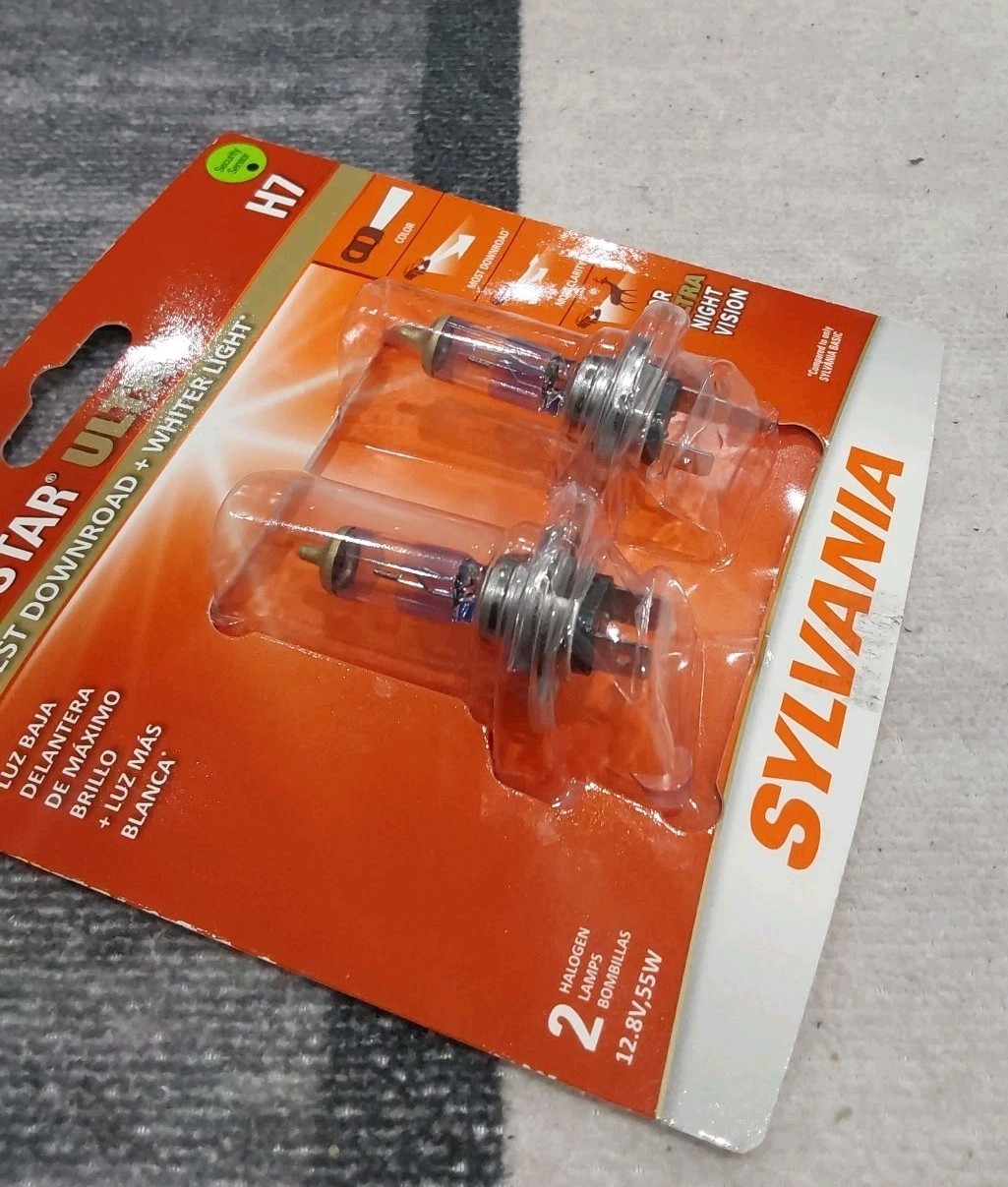 Sylvania Silverstar Ultra H7 55W Two Bulbs Head Light Low Beam Replacement Stock