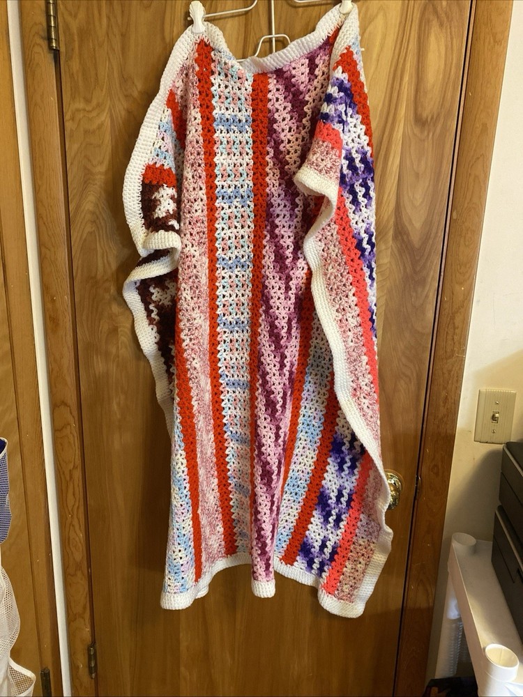 Multi Colored Afghan Throw 42 X 52