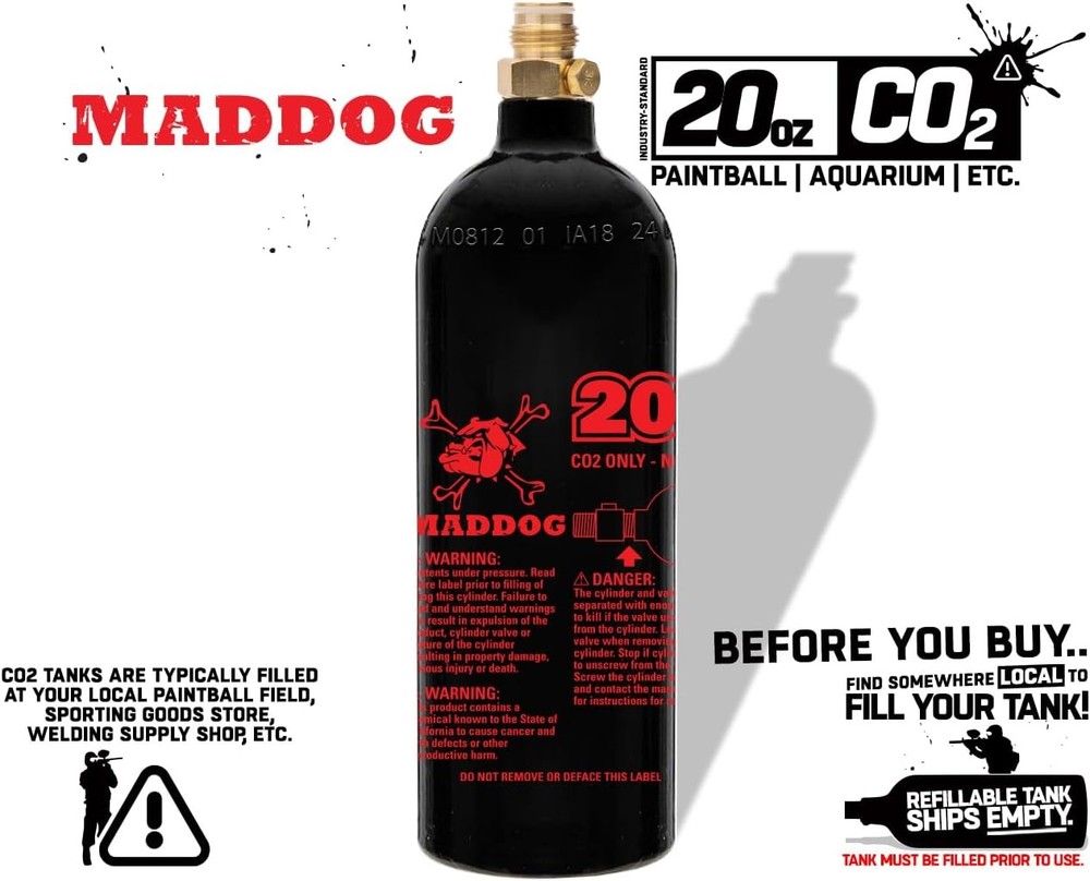 Refillable Aluminum CO2 Paintball Tank Empty Replacement Accessory