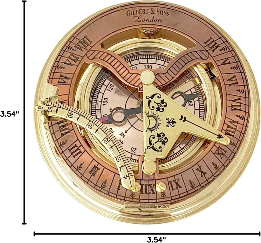 Brass & Copper Tabletop Sundial Compass==