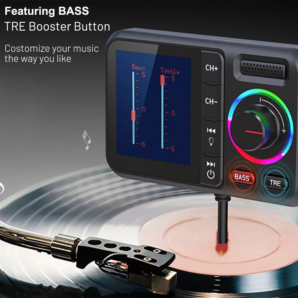 Bluetooth 5.0 FM Transmitter for Car, QC3.PD Charger Wireless FM Radio Kit