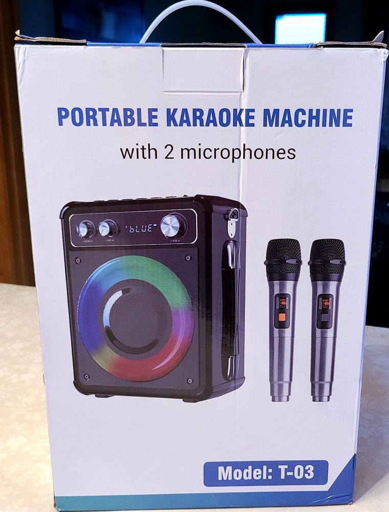 VOSOCO Karaoke Machine, Portable Bluetooth Speaker with 2 Wireless Microphone