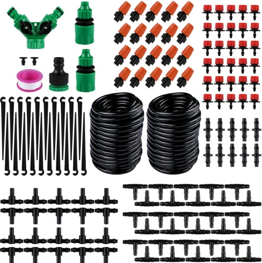 Auto Drip Irrigation System Kit Timer Micro Sprinkler Garden Watering 100-130 Ft