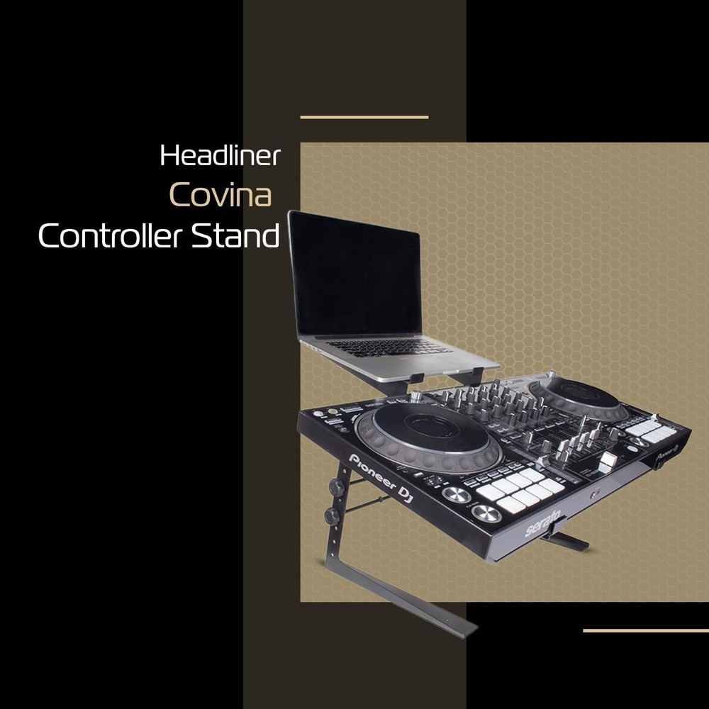 Headliner Covina Portable Adjustable Dual DJ Stand for Controller & Laptop
