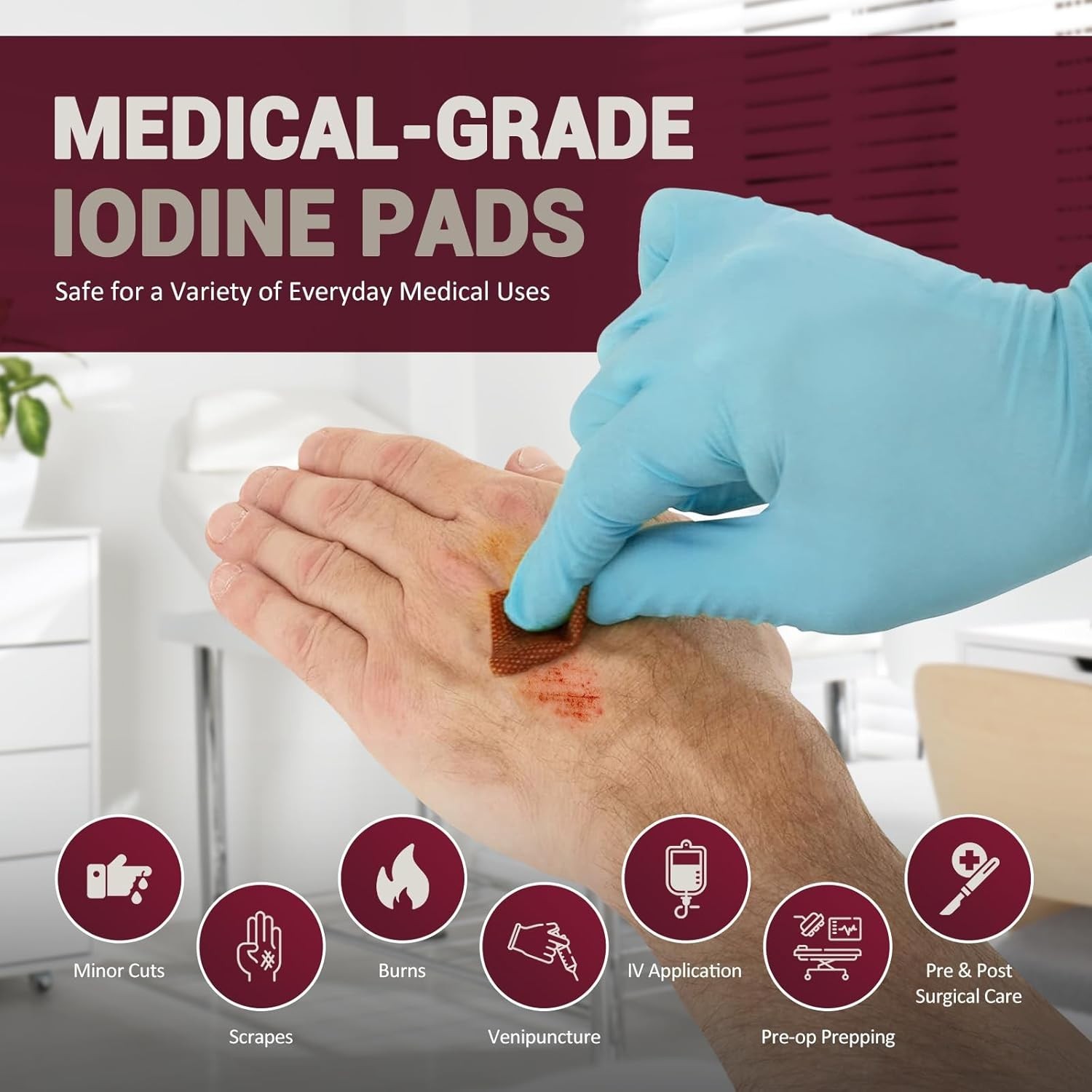 MED PRIDE Povidone Iodine Prep Pads 10% – 1000 Ct Case | Antiseptic Wipes