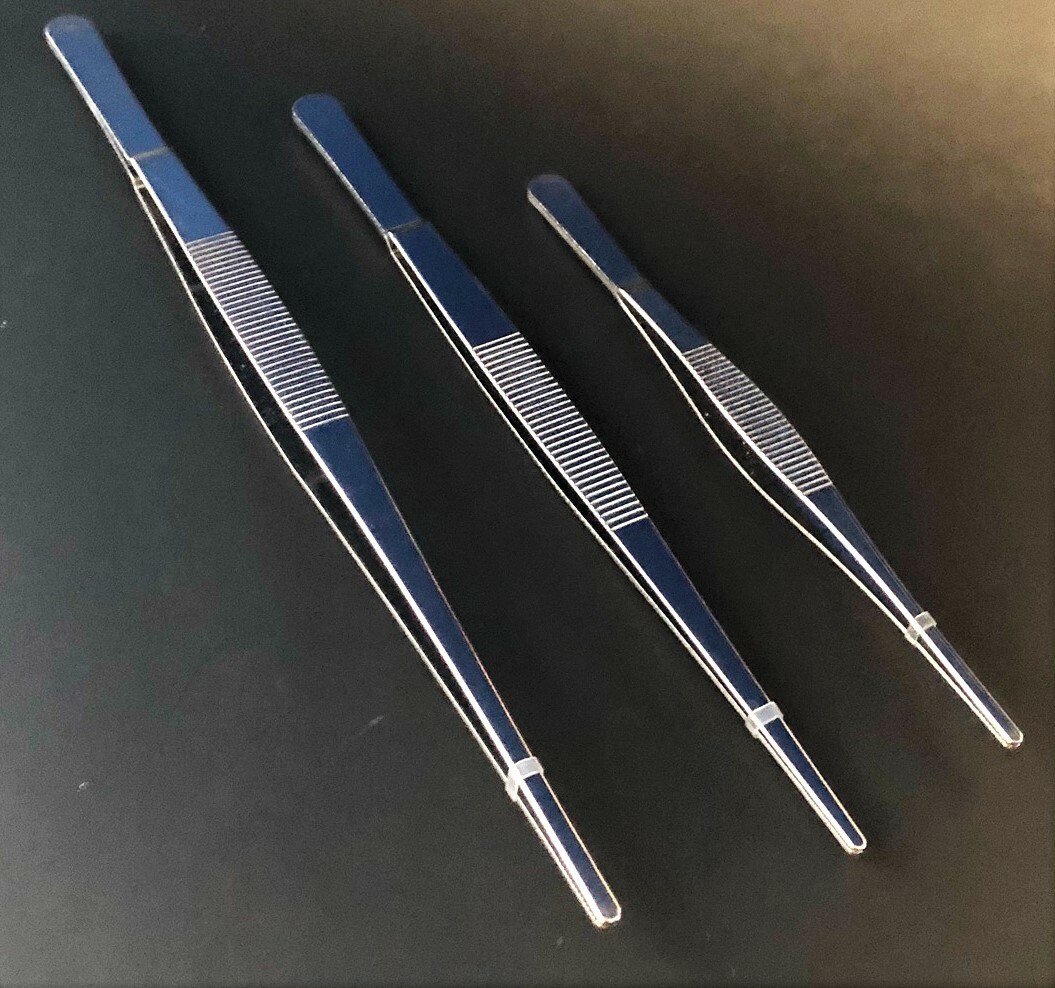 3pc EXTRA LARGE STAINLESS STEEL TWEEZERS SET SERRATED TIPS 8" 10" 12" TW2-408