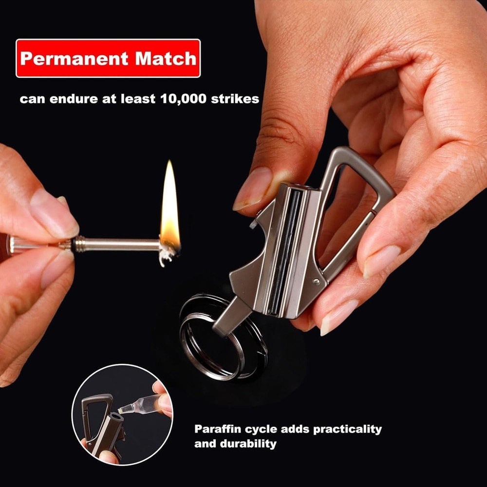 2Pcs Permanent Match Infinity Lighter with Multitool Keychain Bottle Opener, ...