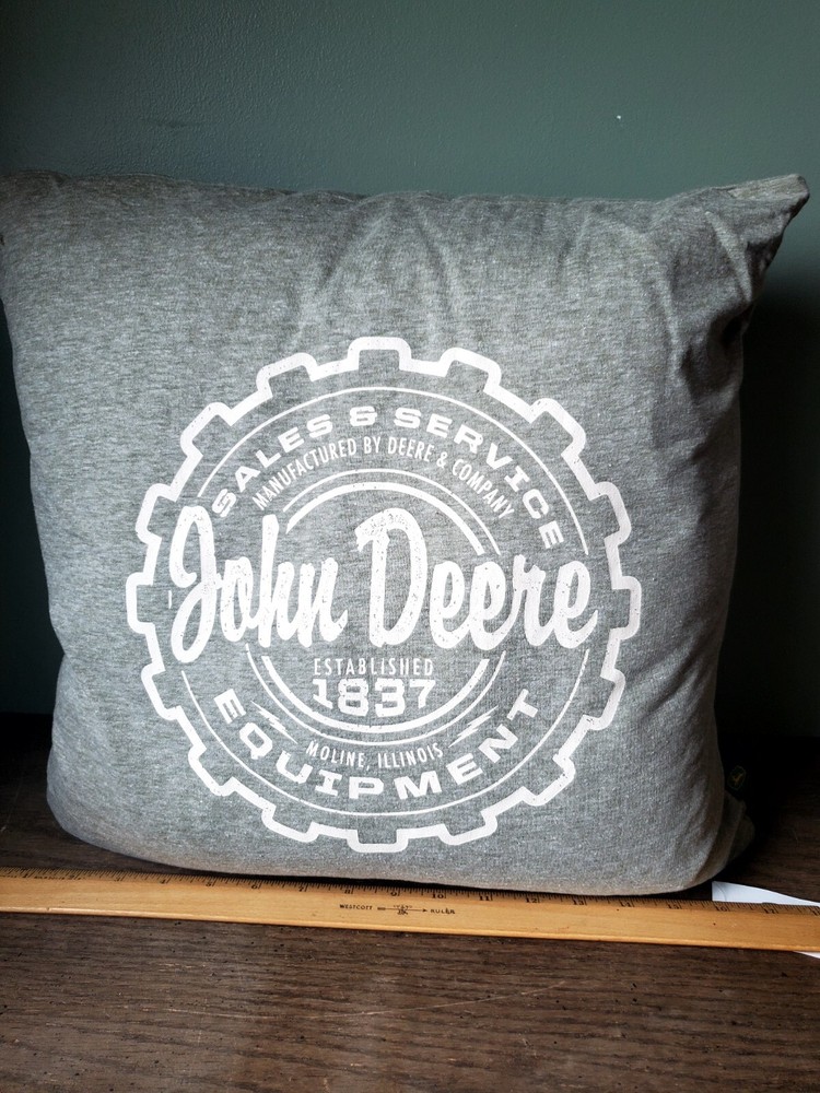 John Deere Theme Gray Throw Pillow Licensed Tractor Farming Decor
