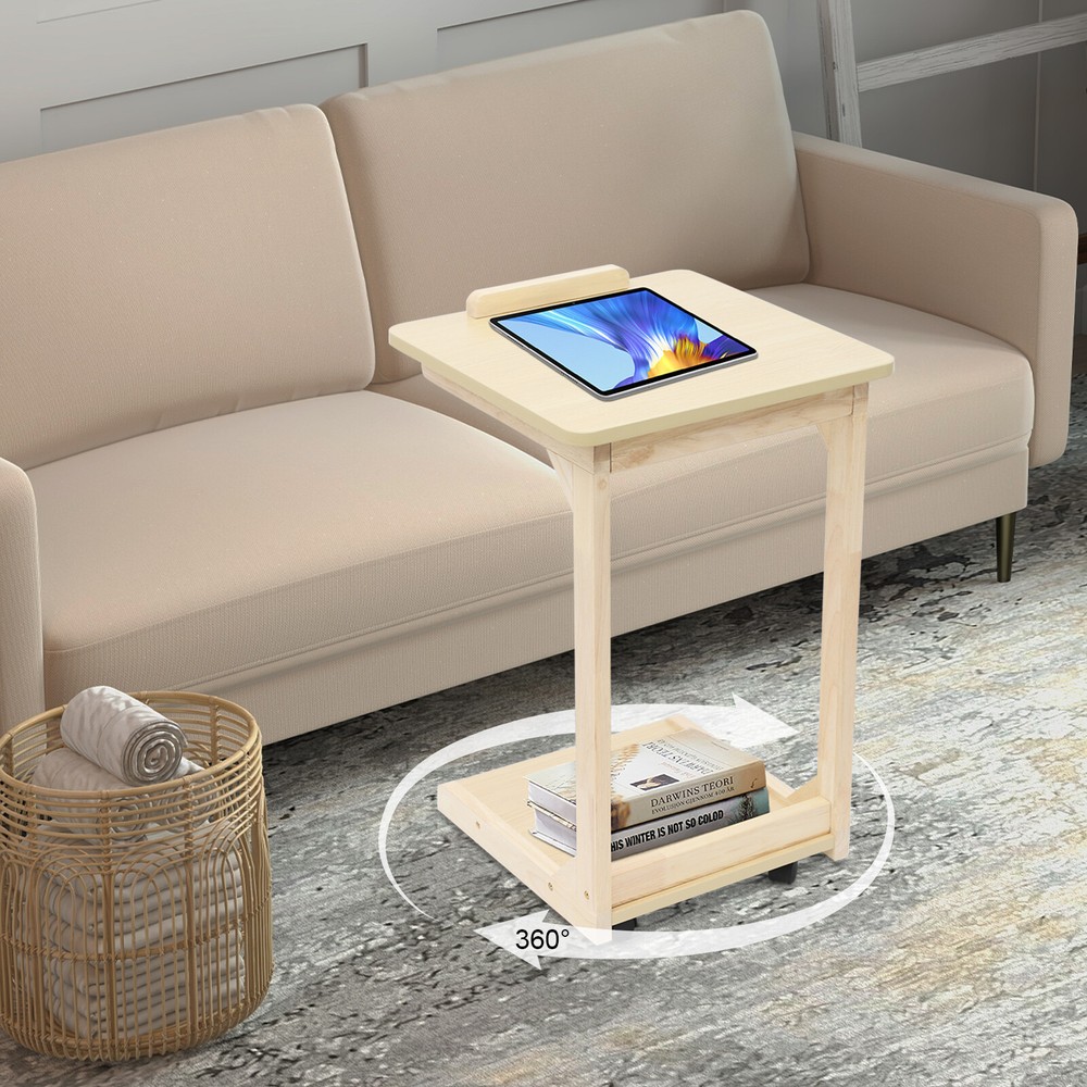 C Shaped Table C Table With Wheels Couch Table Modern Wood C Shaped Side Table