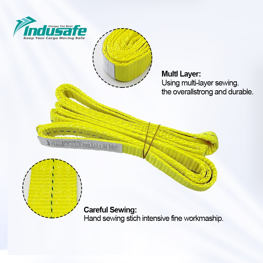 Indusafe 1" x 3' Polyester Lifting Slings Strap, Twist Eye Web Slings 1600LBS