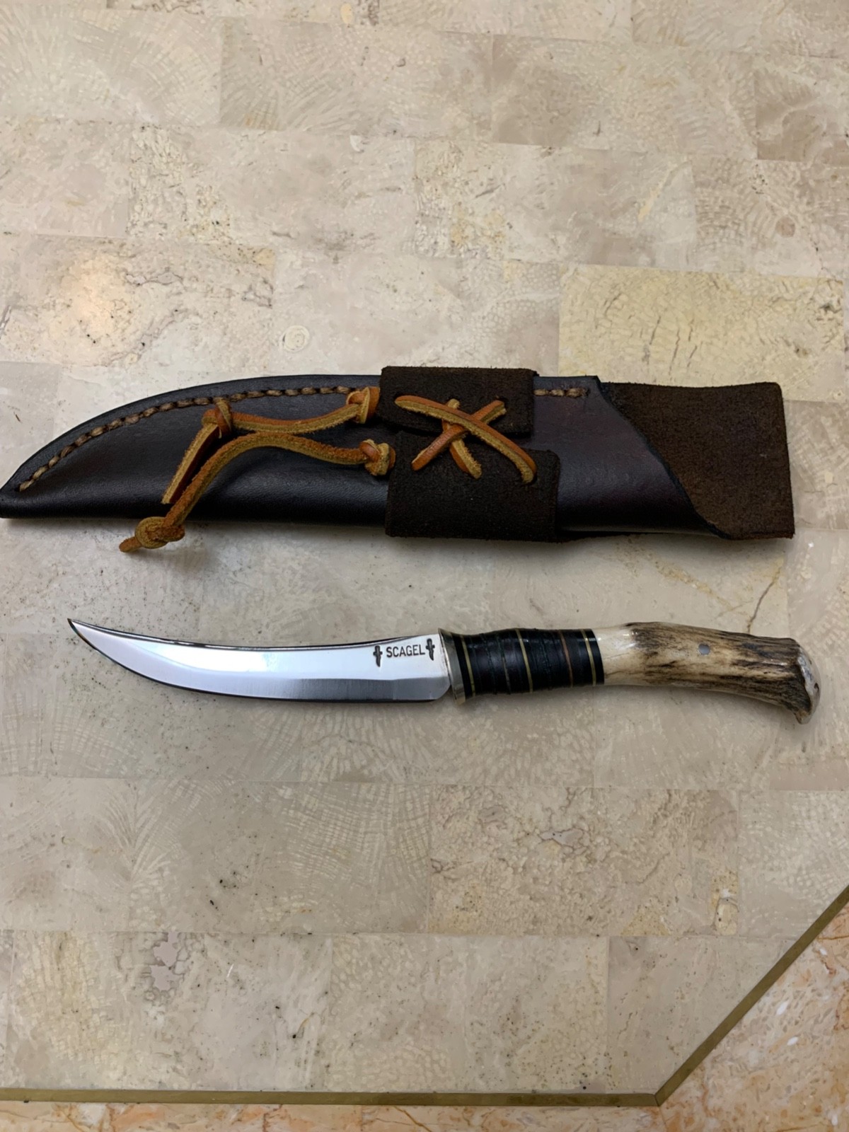 Northwoods, Scagel,Beautiful knife,Leather & Stag handle 2004 Limited Run