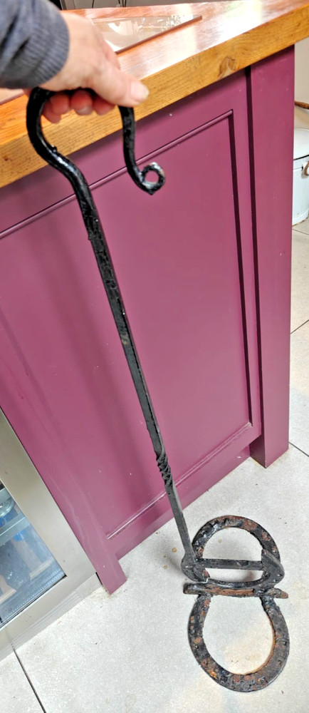 Vintage wrought iron Blacksmith made boot scraper  - 100cm high