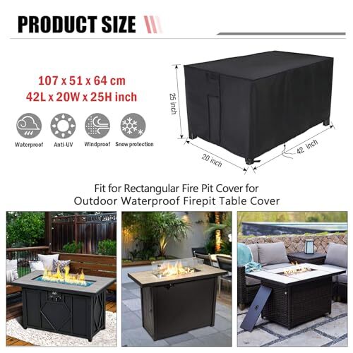 Rectangular Fire Pit Cover for Choice Products 42 Inch Gas Fire Pit TableOutd...