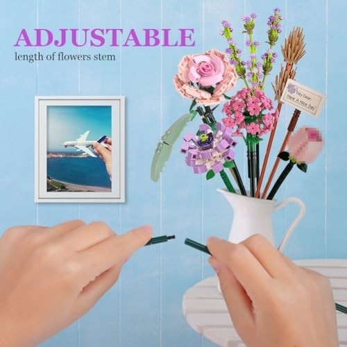 NEW!FULL SET Flower Bouquet 7 Stems Building Kit Botanical Collection 547 pieces