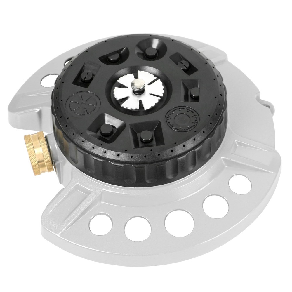 STYDDI Metal 9-Pattern Turret Lawn Sprinkler, 9 Pattern 9-Pattern, Black+Grey