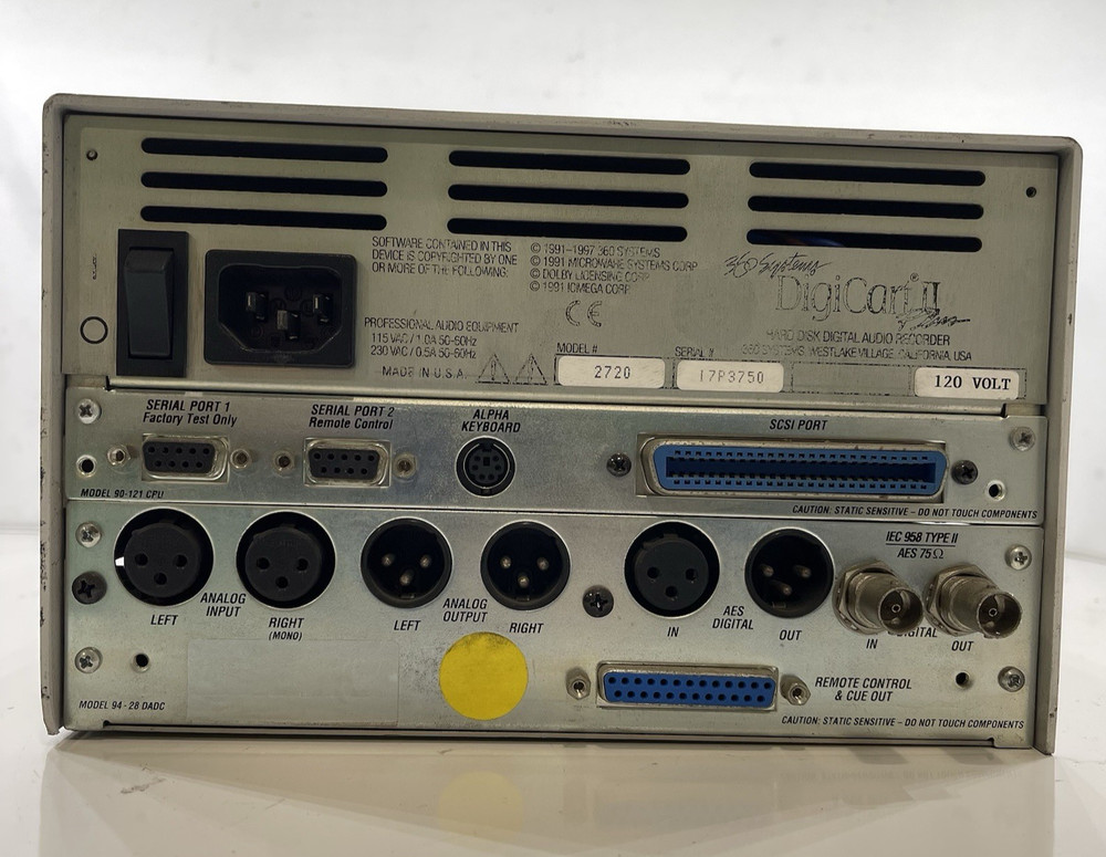 360 Systems DigiCart II Plus Model 2720 Hard Disk Random Access Recorder