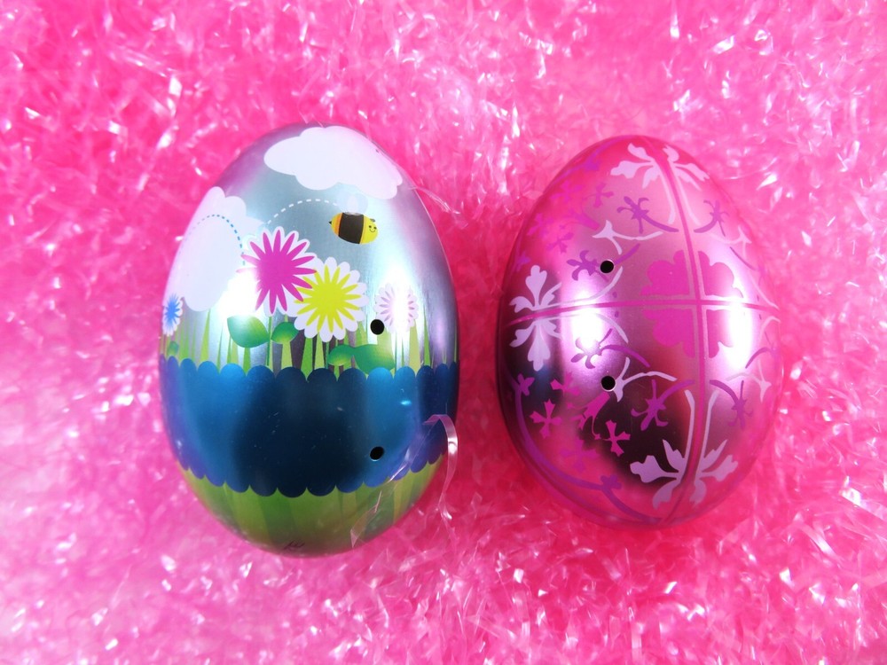 Empty Tin Easter Eggs With Ventilation Holes Candy Containers Spring Décor