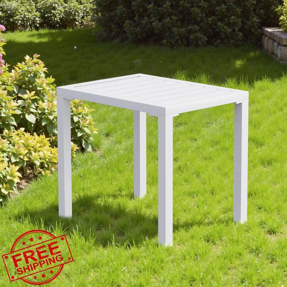 Crestlive Aluminum Outdoor Patio Side Table Rectangular Small