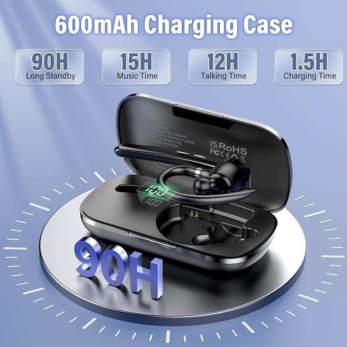 Bluetooth Headset, Wireless Bluetooth 5.3 Earpiece, 90Hrs Hands Free Headset