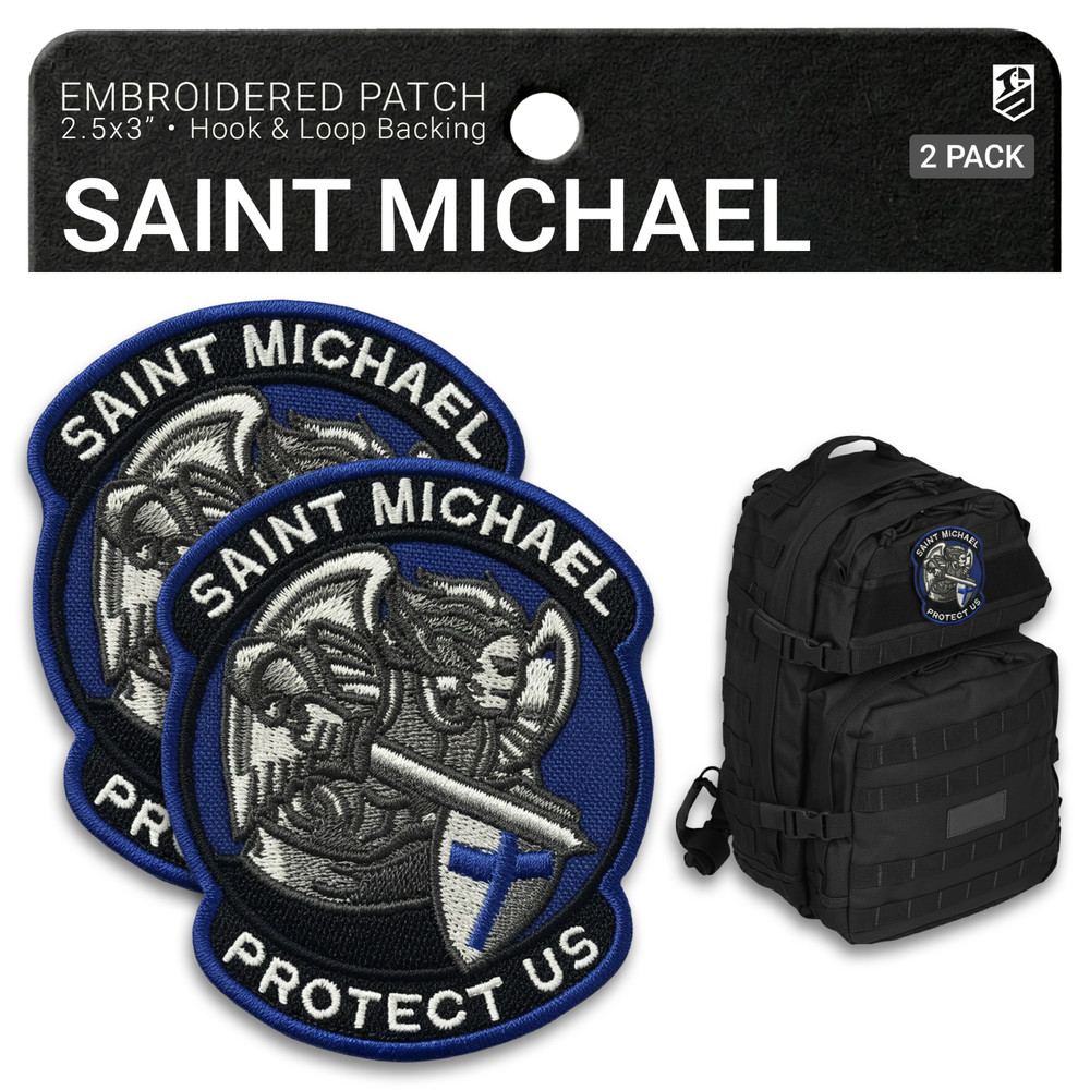 2Pcs Saint Michael Patch, Embroidered Hook & Loop Morale Military St Michael