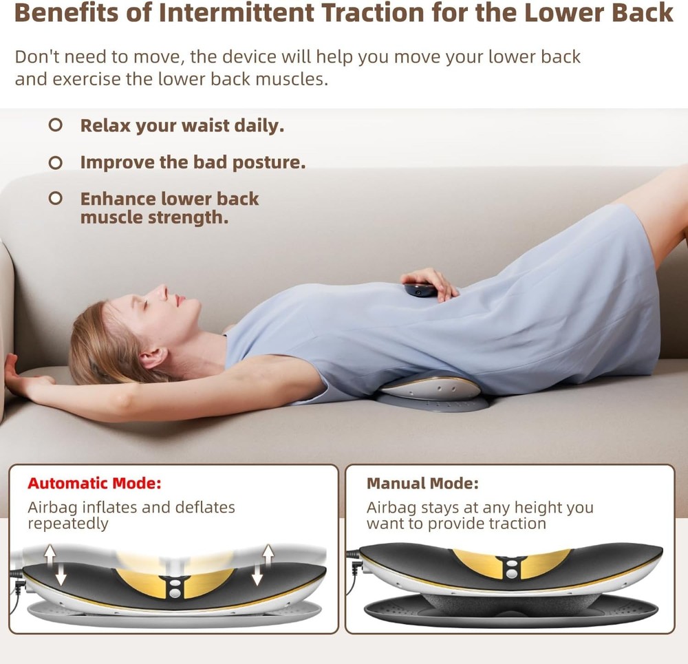 Electric Lumbar Traction Device, Multifunctional Back Traction Device with Dynam